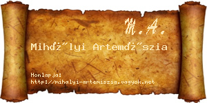 Mihályi Artemíszia névjegykártya